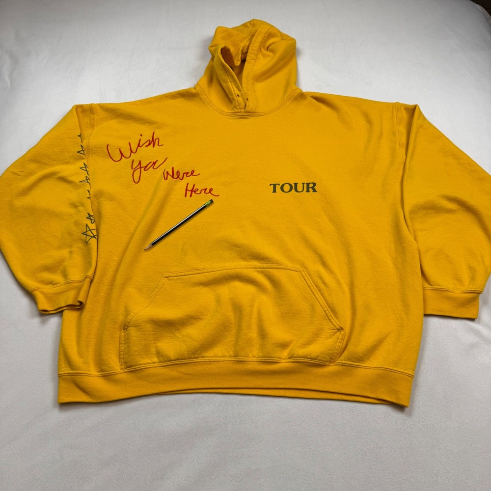 Travis‎ Scott Astroworld Wish You Were Here Tour Hoodie Yellow Mens XL 2018 Rare